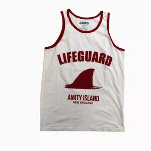 JAWS Mens Lifeguard Amity Island New England White Tank Top Shirt New Small